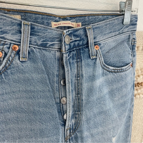 Levi’s Ribcage Ankle Straight Distressed Jeans 26x27 - Picture 3 of 6